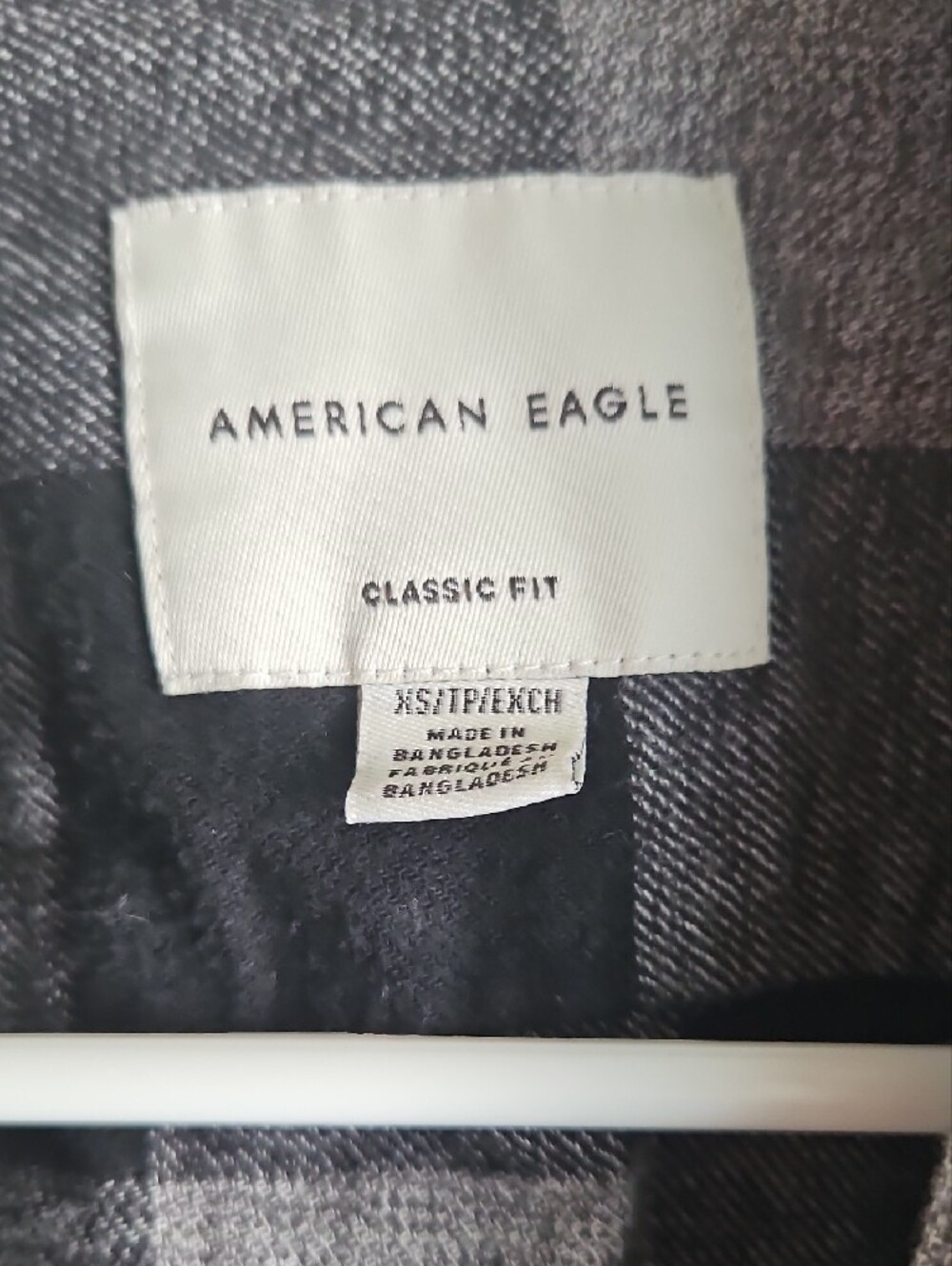 American Eagle Outfitters Men’s Black and Gray Buffalo Check Button-Down Shirt - Picture 2 of 3